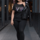 Model wearing Oyanova VIP Black T-shirt