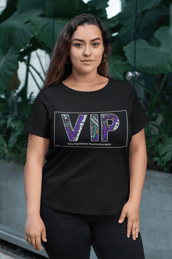 Model wearing Oyanova VIP Black T-shirt